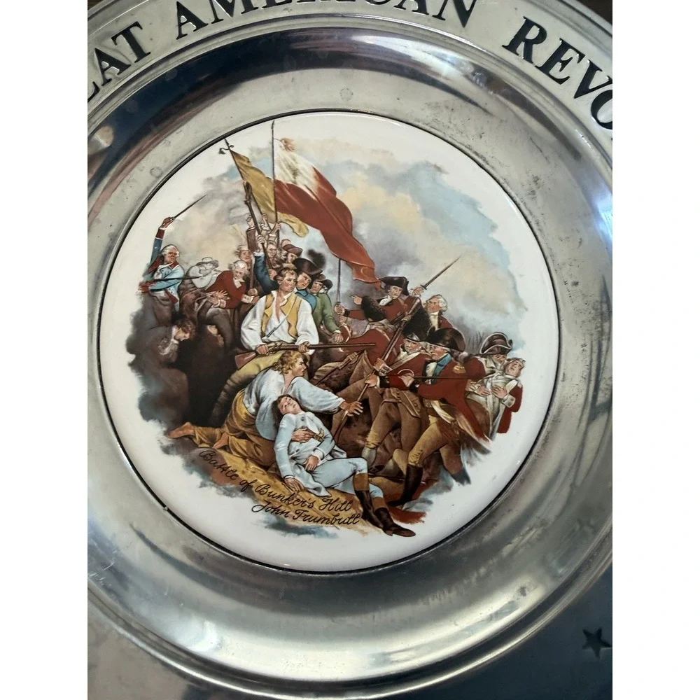 Vintage 1976 Great American Revolution Pewter Plates John Trumbull Set of 2